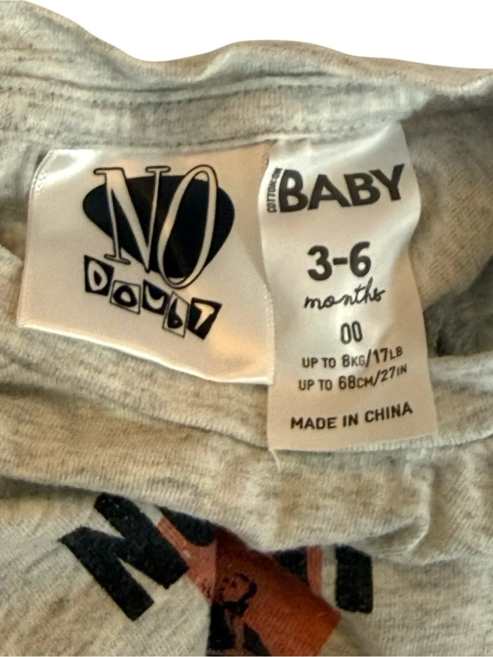No Doubt Kids Tee - Light Gray 3-6 months